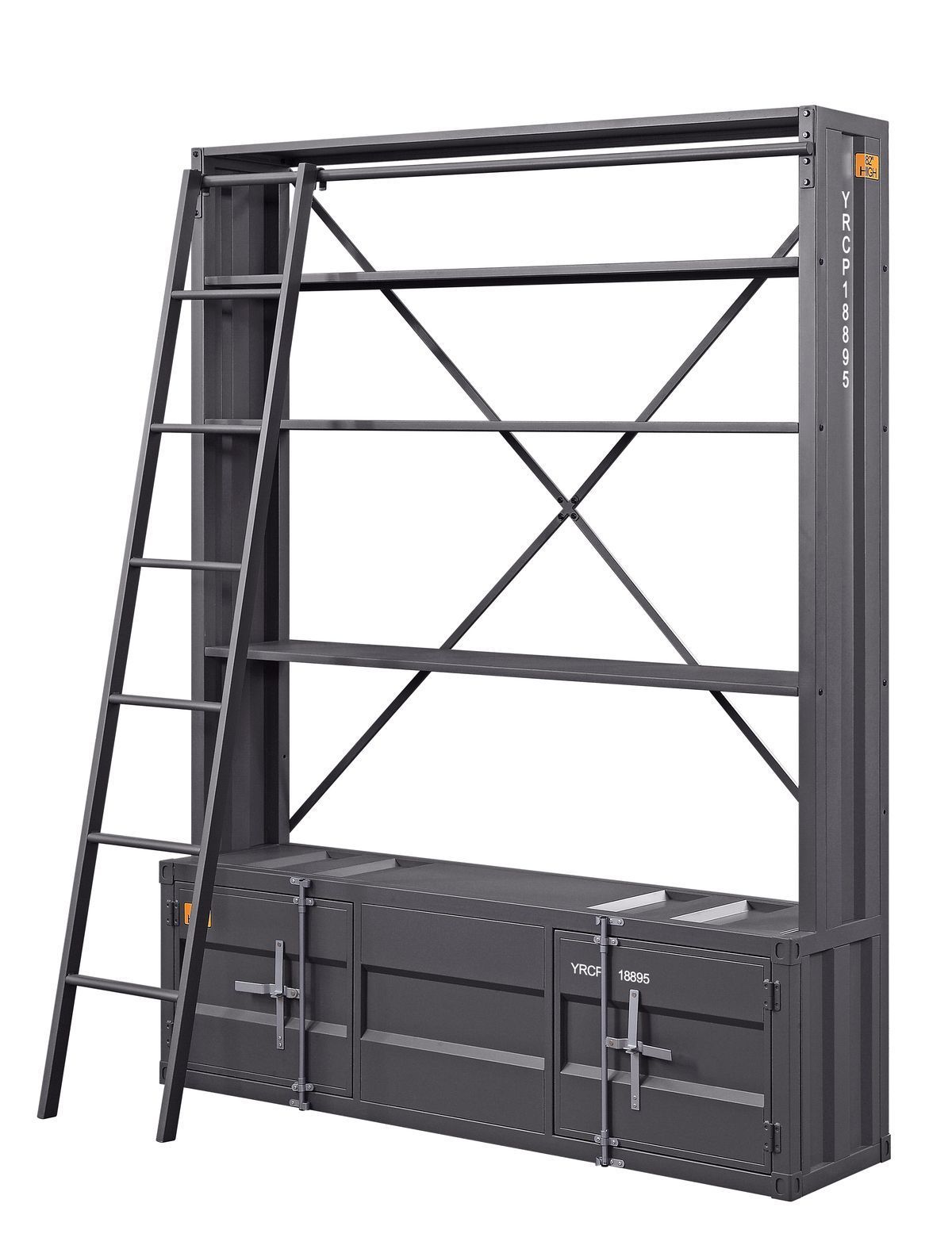 ACME Cargo Bookshelf & Ladder, Gunmetal 39887