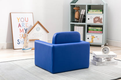Blue Color 1pc Convertible Armchair/Table for Kids