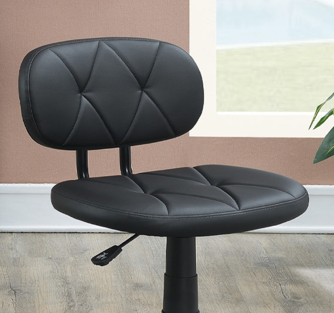 Modern 1pc Office Chair Black Tufted Design Upholstered Chairs with wheels