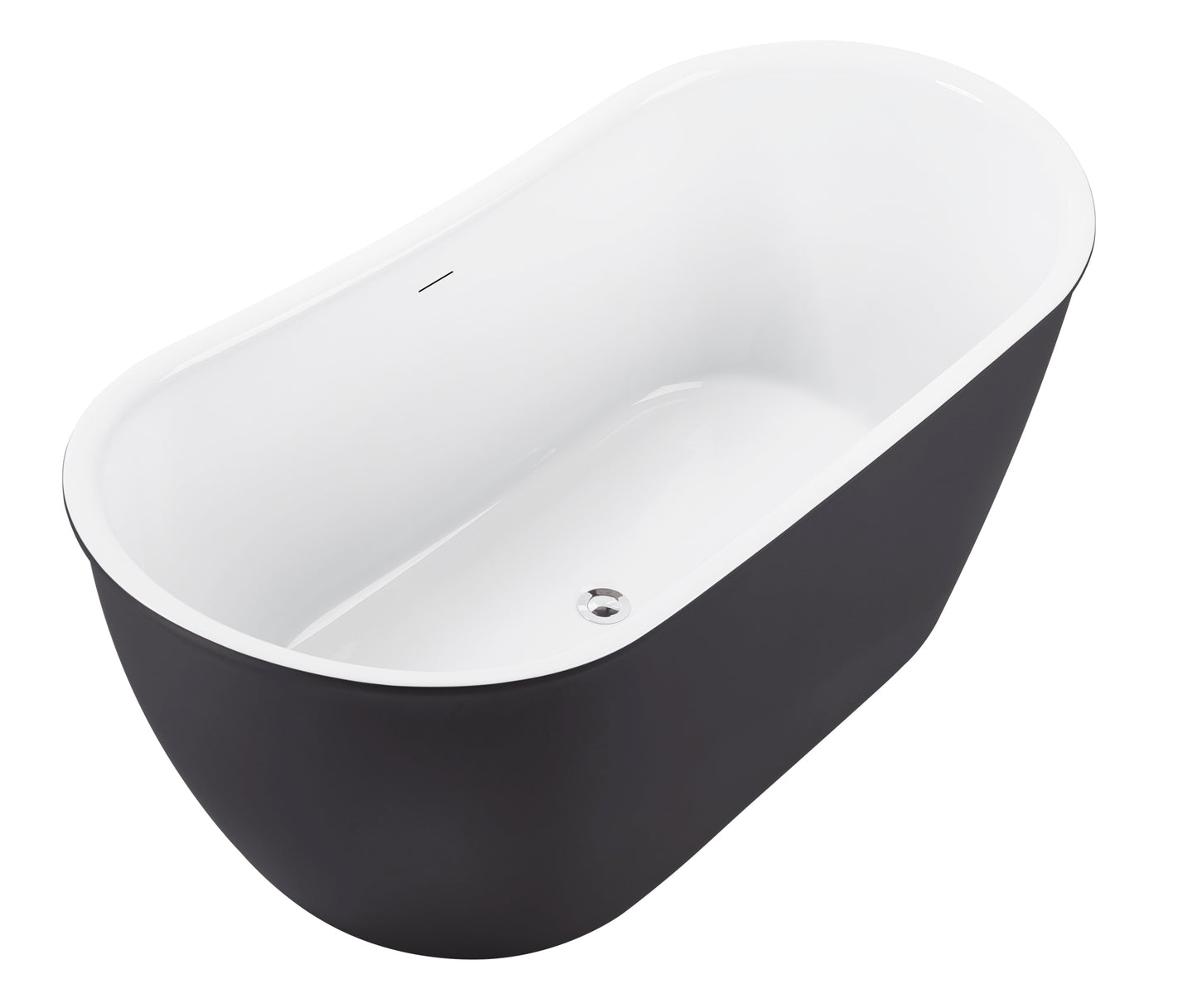 59" 100% Acrylic Freestanding Bathtub，Contemporary Soaking Tub，white inside and gray outside