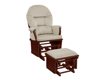 Madison Glider and Ottoman Espresso Wood and Beige Fabric