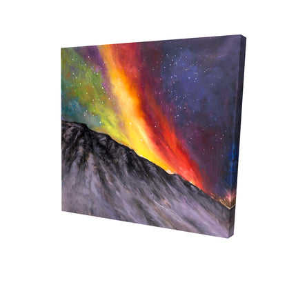 Aurora borealis in the mountain - 08x08 Print on canvas