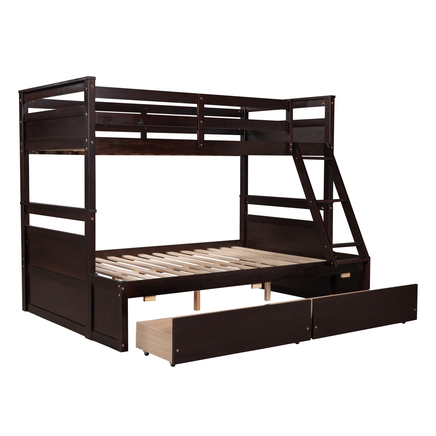 Twin over Full Bunk Bed with Storage - Espresso(OLD SKU :LP000022AAP)