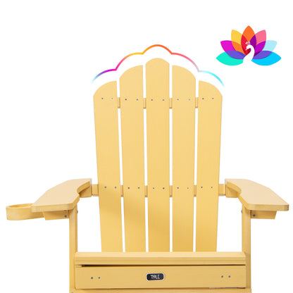 TALE Folding Adirondack Chair with Pullout Ottoman with Cup Holder, Oversized, Poly Lumber,  for Patio Deck Garden, Backyard Furniture, Easy to Install,YELLOW. Banned from selling on Amazon