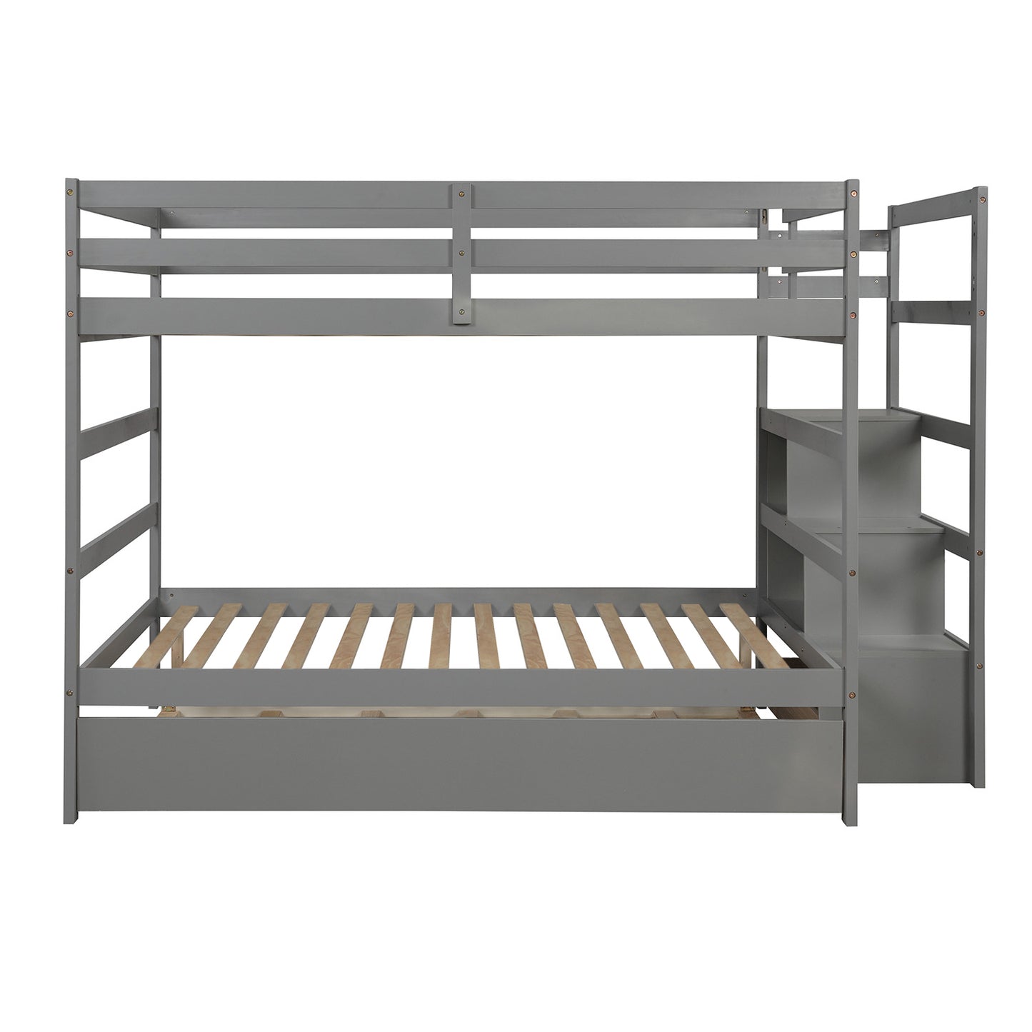 Full over Full Bunk Bed with Twin Size Trundle (Gray)(OLD SKU :LP000033AAE)