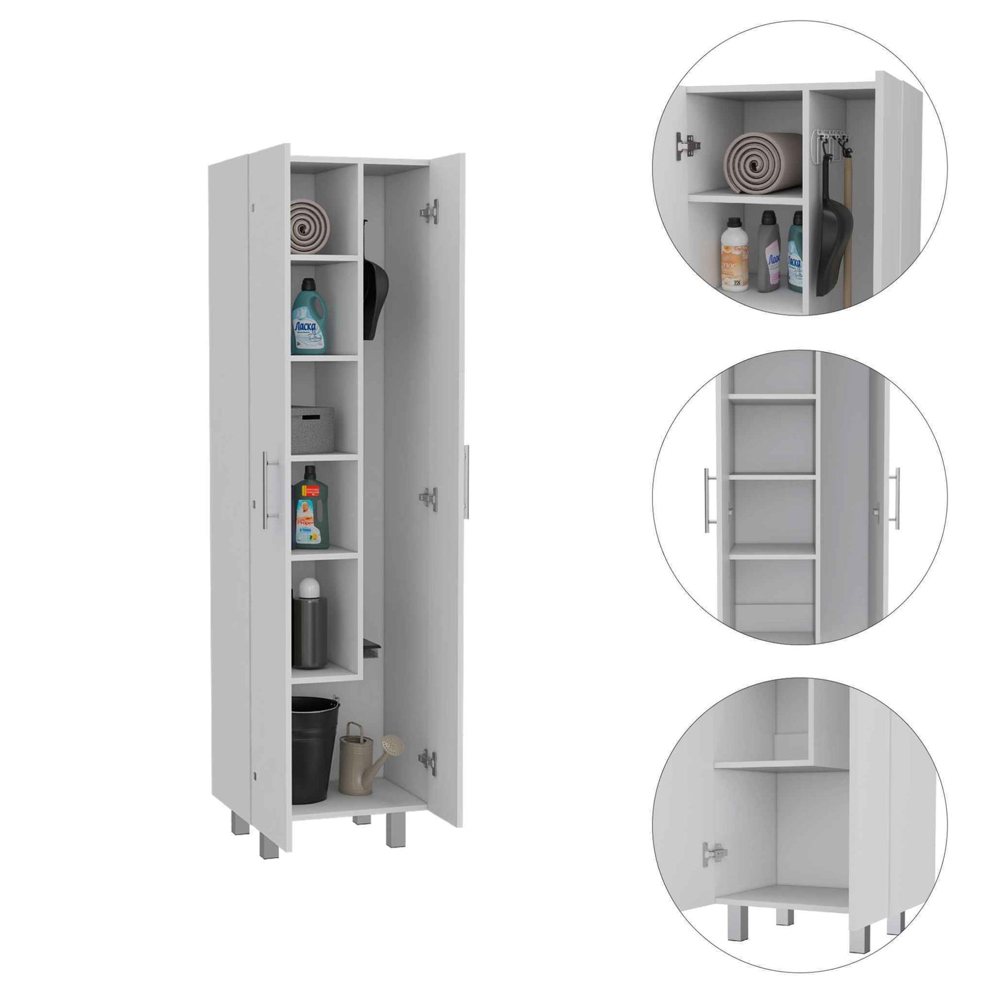 Halifax 2-Door Rectangle Closet Pantry White