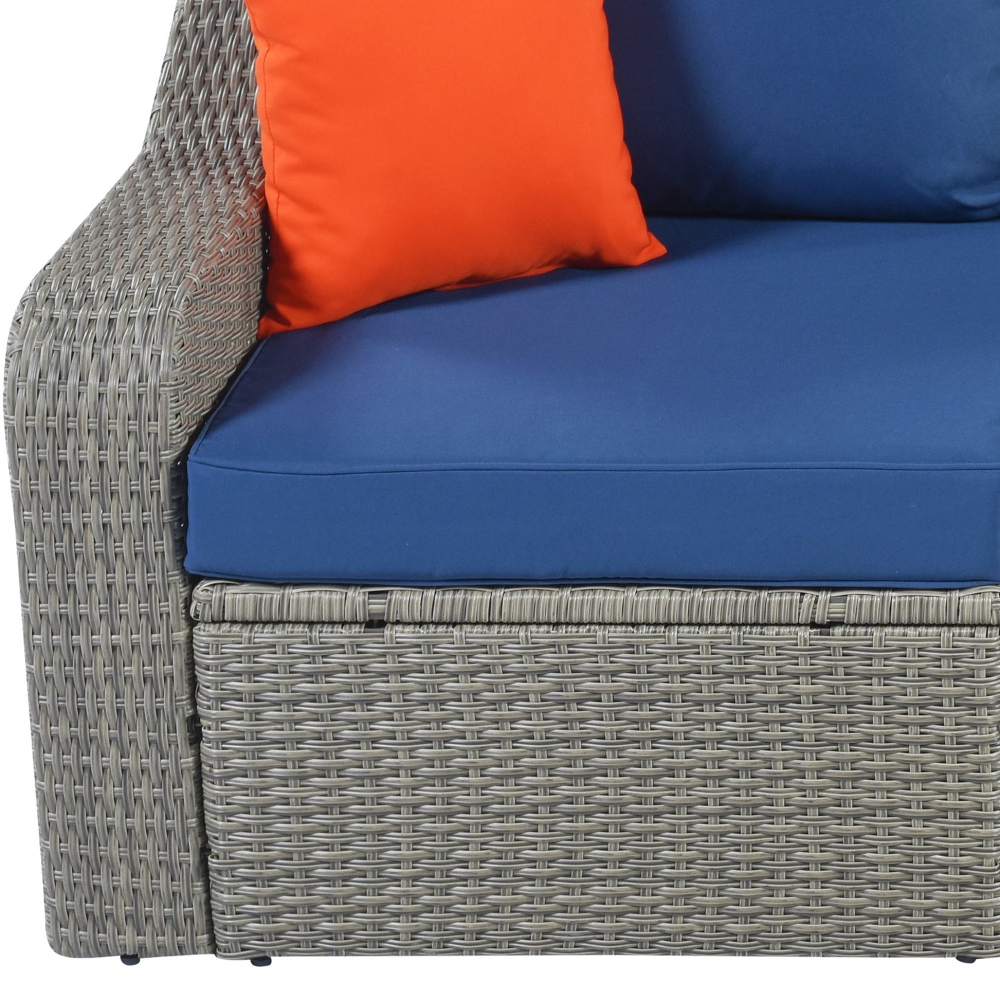 U_STYLE Patio Furniture Sets, 3-Piece Patio Wicker Sofa with  Cushions, Pillows, Ottomans and Lift Top Coffee Table