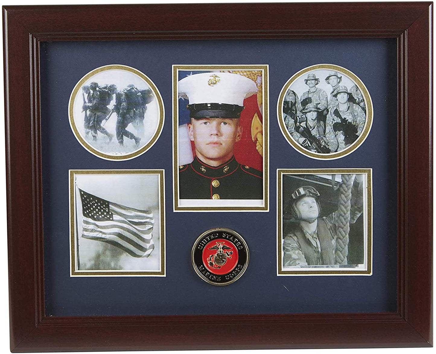 The Military Gift Store United States Marine Corps Medallion 5 Picture Collage Frame with Stars. by The Military Gift Store