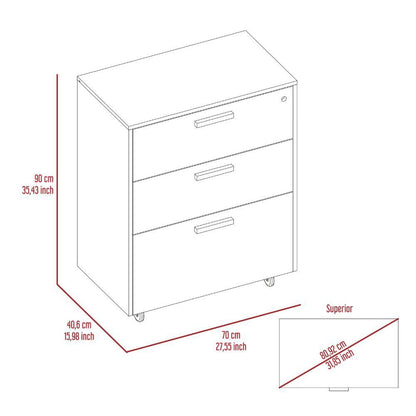 Medford 3-Drawer Rectangle Chest with Caster Black Wengue