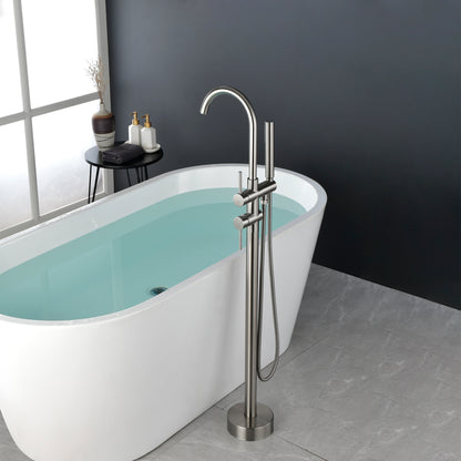 Double Handle Floor Mounted Clawfoot Tub Faucet