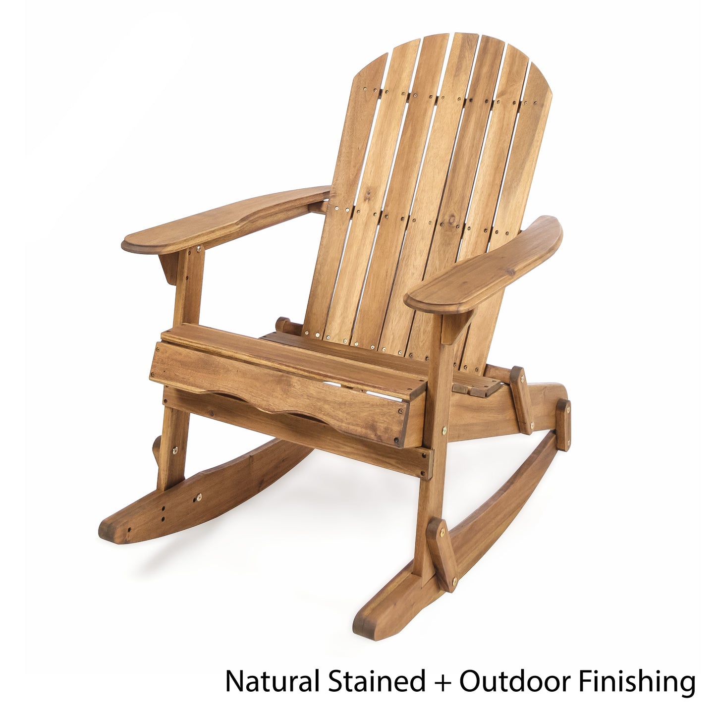 Vivian Outdoor Acacia Adirondack Rocking Chair Natural Wood