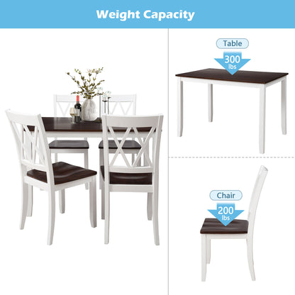 TOPMAX 5-Piece Dining Table Set Home Kitchen Table and Chairs Wood Dining Set (White+Cherry)