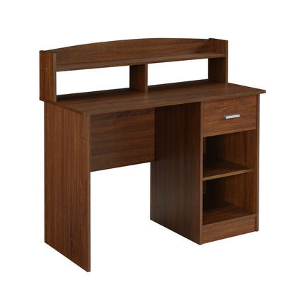 Techni Mobili Modern Office Desk with Hutch, Oak