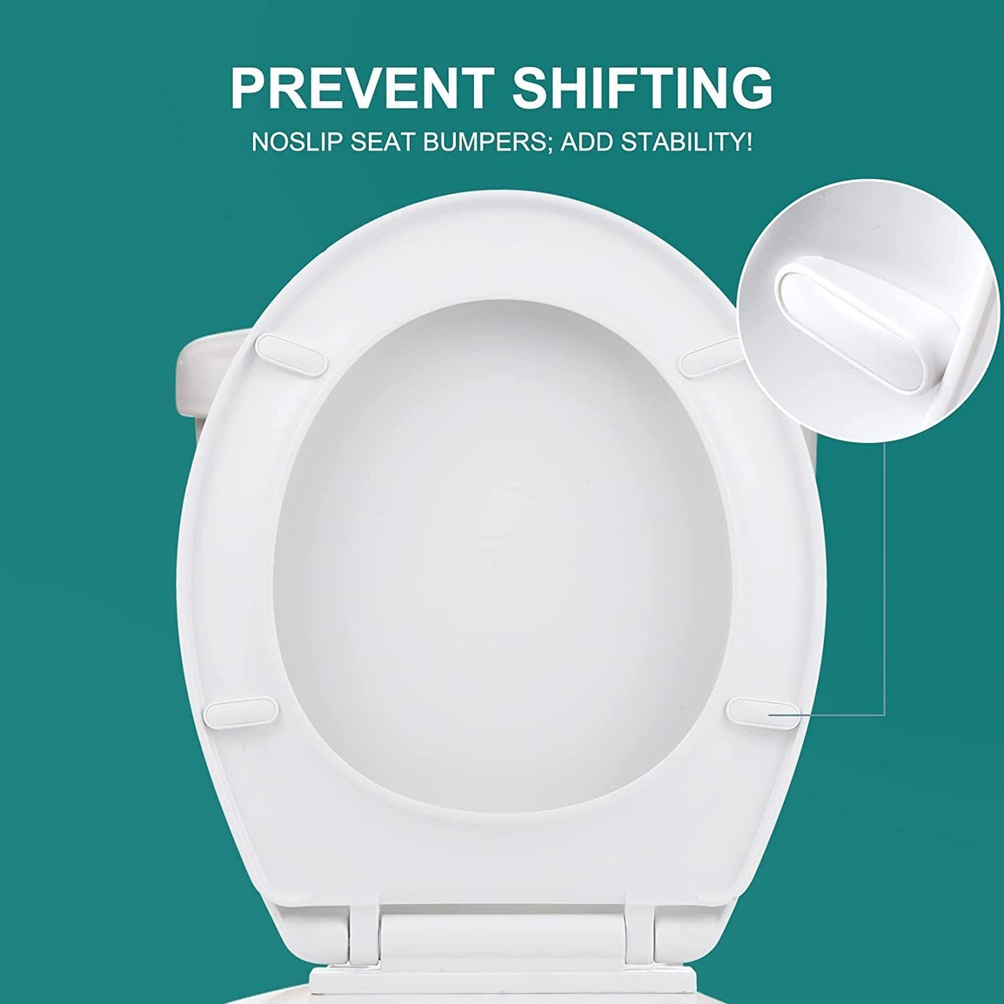 Miibox Removable Round Bowl White Toilet Seat, with Nonslip Grip-Tight Never Loosen Bumpers Prevent Shifting, No Slamming Slow and Quiet-Close Seat Cover, Quick Release Hinges for Easy Cleaning