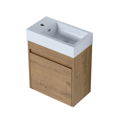 18'' Floating Wall-Mounted Bathroom Vanity with White Ceramic Sink & Soft-Close Cabinet Door