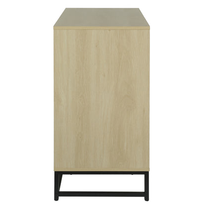 Storage Cabinet with Glass Door, Sideboard Buffet Cabinet for Kitchen,Dining Room, Oak Finish