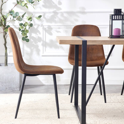 Dining Chairs Set of 4, Modern Mid-Century Style Dining Kitchen Room Upholstered Side Chairs， Accent Chairs with Soft Suede Fabric Cover Cushion Seat and Black Metal Legs，for Kitchen Lounge Farmhouse,