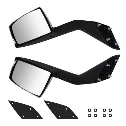 Chrome Hood Mirror 2PCS Fit 2004-2017 Volvo Vn Vnl Truck Plate Drive+Passenger