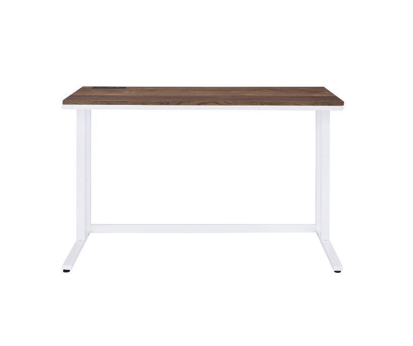 ACME Tyrese Built-in USB Port Writing Desk, Walnut & White Finish 93094