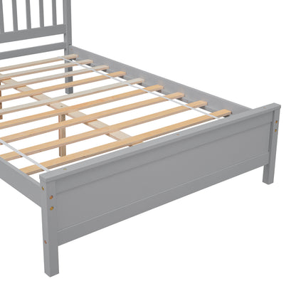 Full Bed with Headboard and Footboard for Kids, Teens, Adults,with a Nightstand,Grey