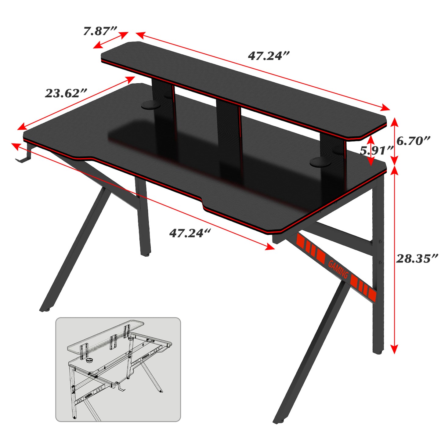 New Arrive Large Gaming Table K Shape Black MDF Gaming Desk with PC Holder