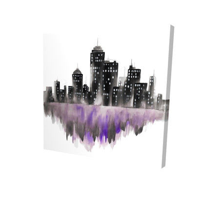 Purple watercolor cityscape - 32x32 Print on canvas