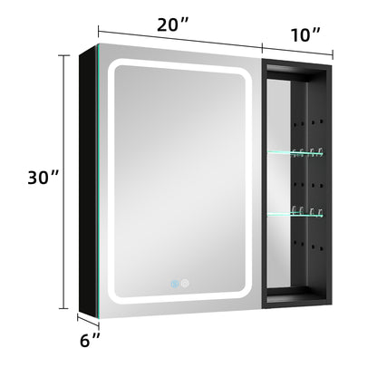 30x30 Inch Bathroom Medicine Cabinets Surface Mounted Cabinets With Lighted Mirror Left Defogging, Small Cabinet No Door