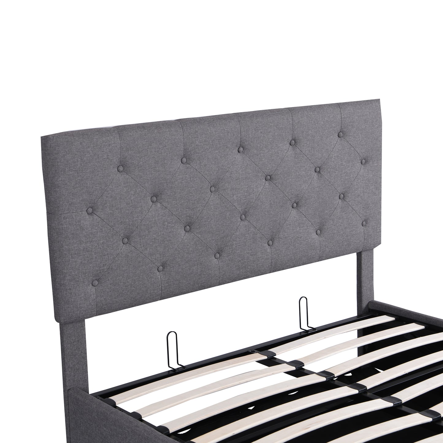 Full size Upholstered Platform bed with a Hydraulic Storage System - Gray