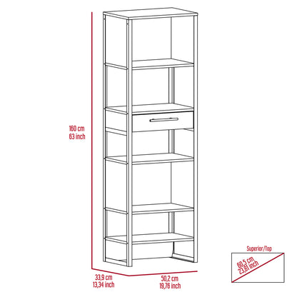 New London 1-Drawer Bookcase Dark Walnut