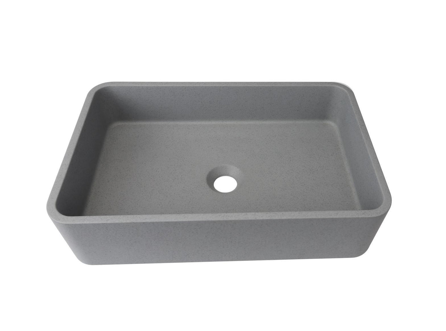 Rectangle Concrete Vessel Bathroom Sink in Grey without Faucet and Drain