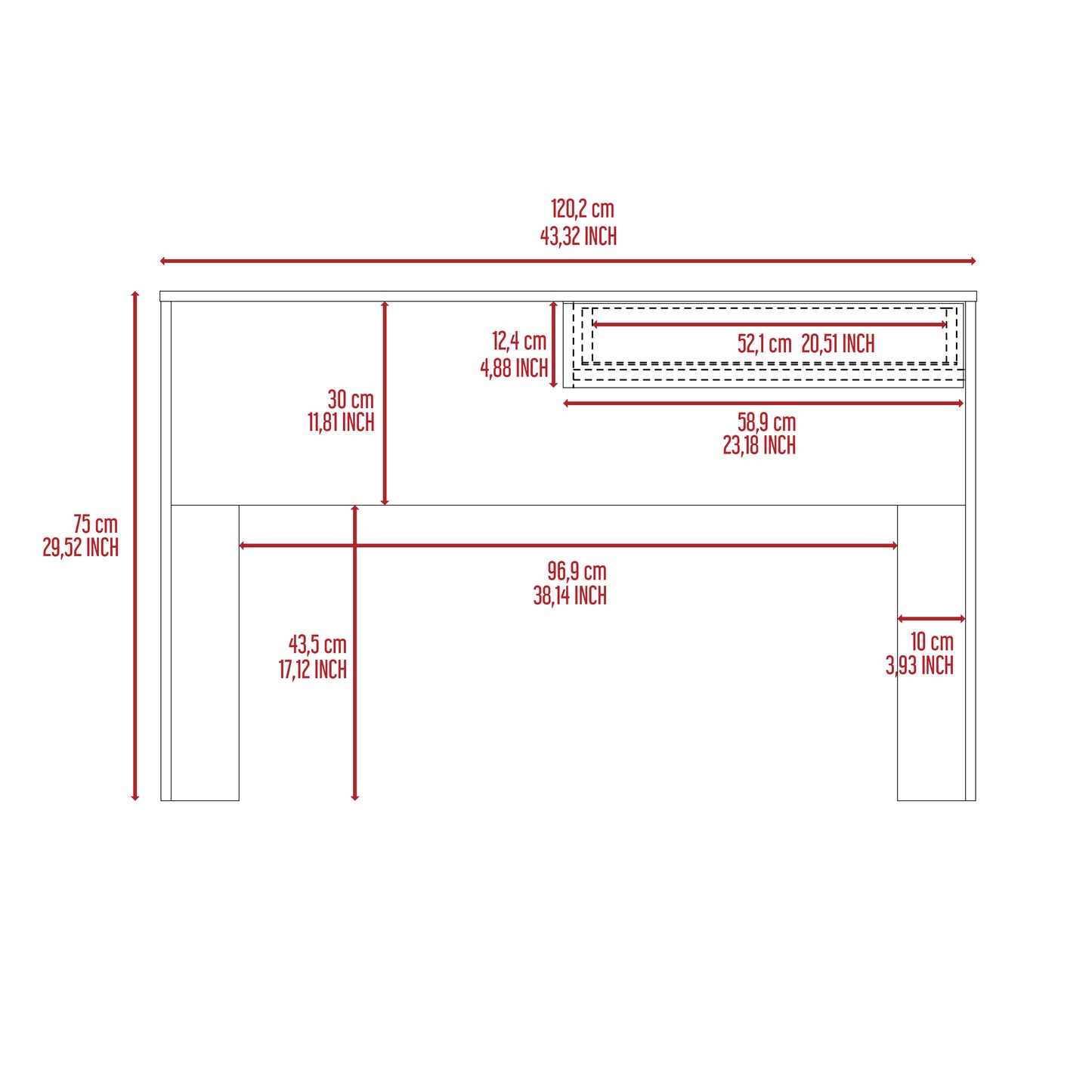 Meridian 1-Drawer Computer Desk Black Wengue