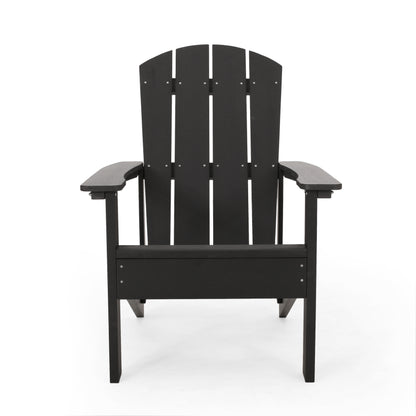 Classic Black Outdoor Solid Wood Adirondack Lounge Seat No Cup Holder