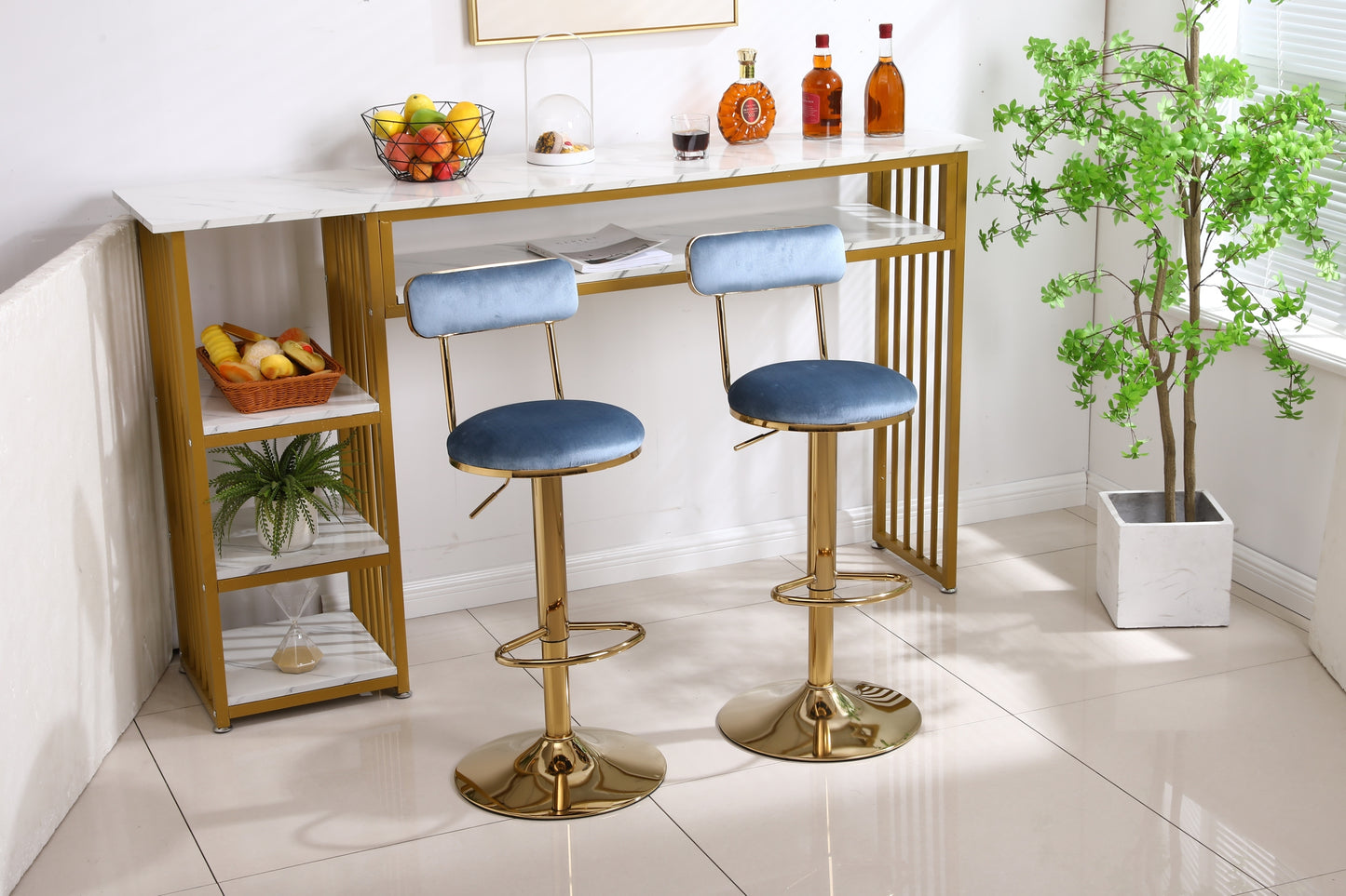 Bar Stools with Back and Footrest Counter Height Dining Chairs  2pcs/ctn