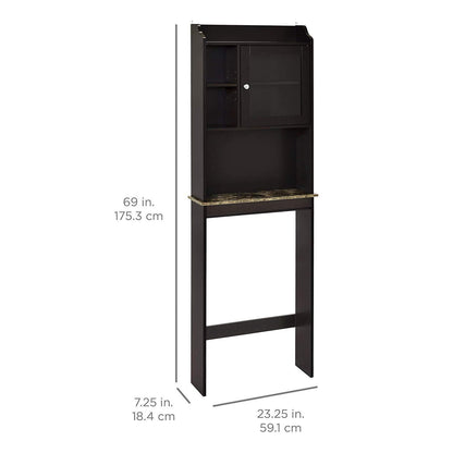 Modern Over The Toilet Space Saver Organization Wood Storage Cabinet for Home, Bathroom - Espresso