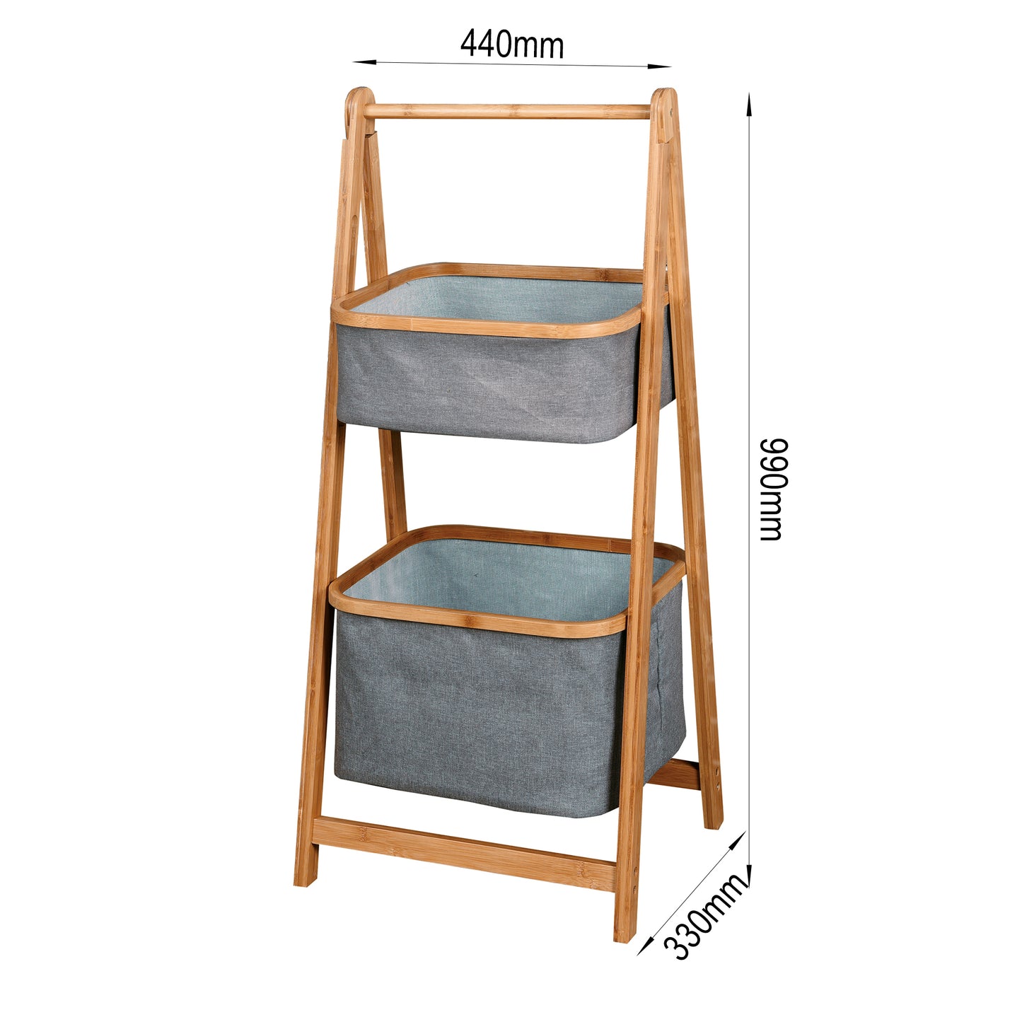 Living Room 2-Tier Storage Rack Bedroom Bamboo Rack 17.32 x 13 x 38.9 inch