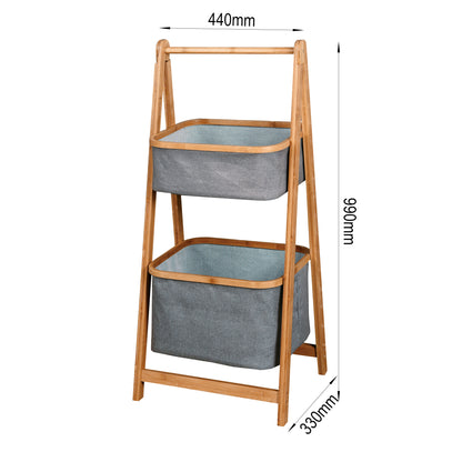 Living Room 2-Tier Storage Rack Bedroom Bamboo Rack 17.32 x 13 x 38.9 inch