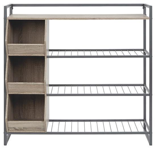 Ashley Maccenet Grayish Brown/Gunmetal Casual Shoe Rack Z1510473