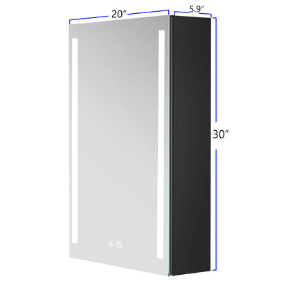 30x20 inch LED Bathroom Medicine Cabinet Surface Mounted Cabinets With Lighted Mirror