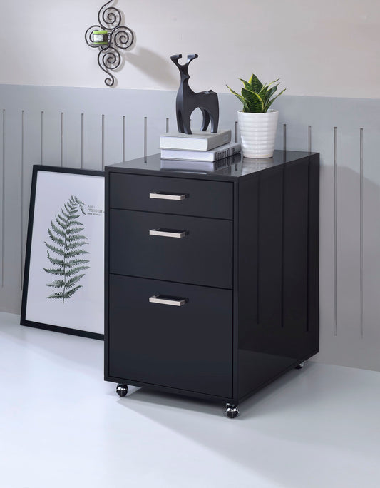 ACME Coleen File Cabinet, Black High Gloss & Chrome 92450