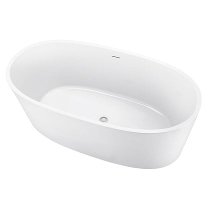 59" 100% Acrylic Freestanding Bathtub，Contemporary Soaking Tub，white Bathtub