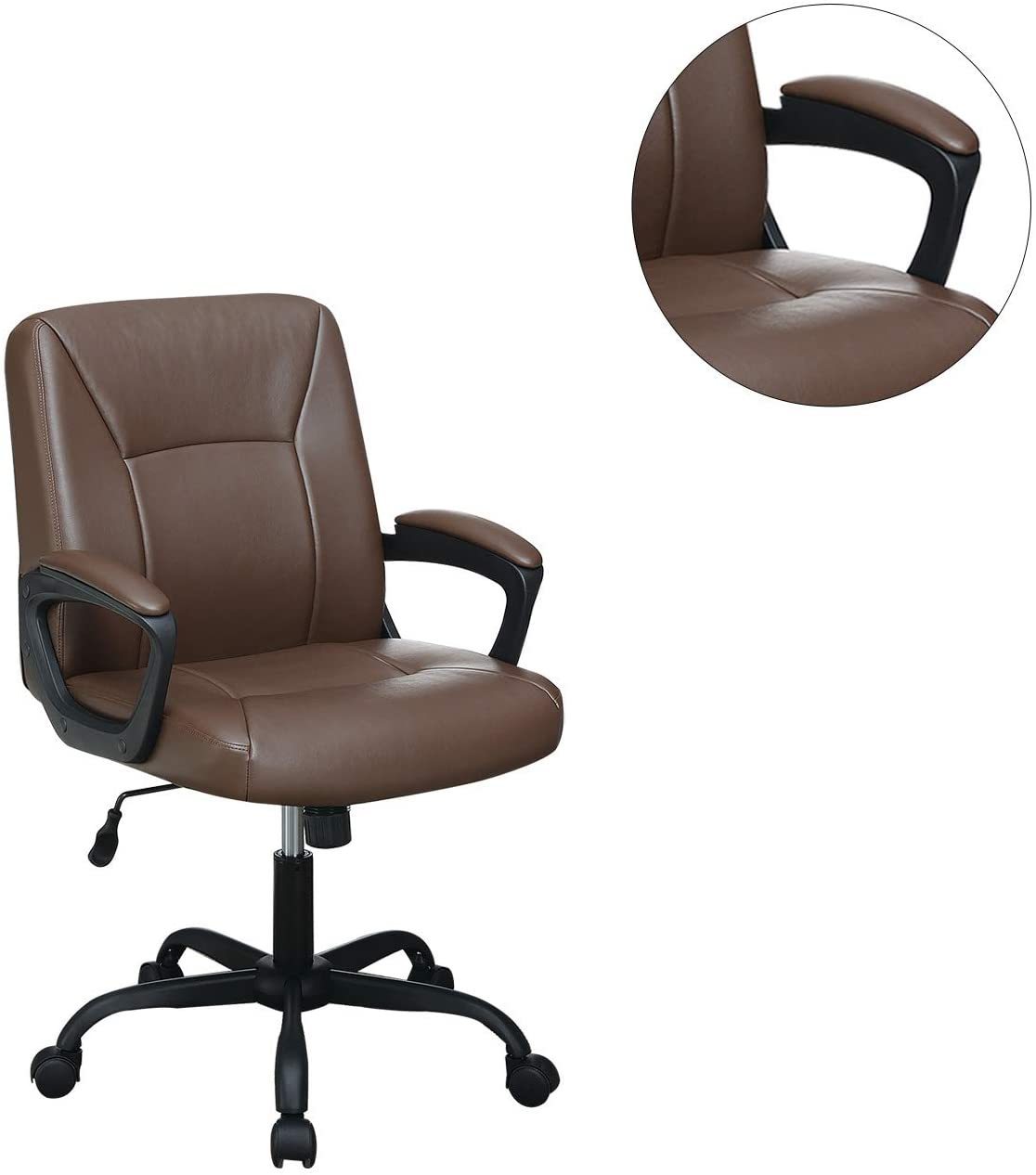 Relax Cushioned Office Chair 1pc Brown Color Upholstered Seat back Adjustable Chair Comfort