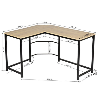 34.6" W X 42.5" D L Shaped Computer Desk PC Laptop Table Wood Workstation