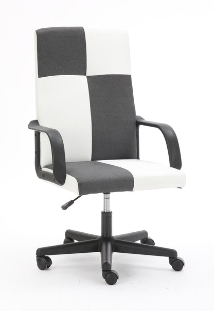 Chessboard office chair, office chair with adjustable backrest armrest, suitable for office, dormitory and study (black and white)