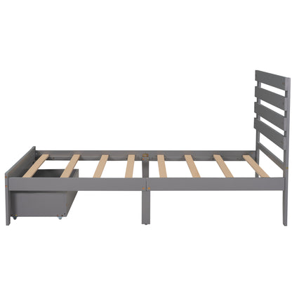 Twin Size Platform Bed with Drawer, Gray(New SKU:WF288467AAE)