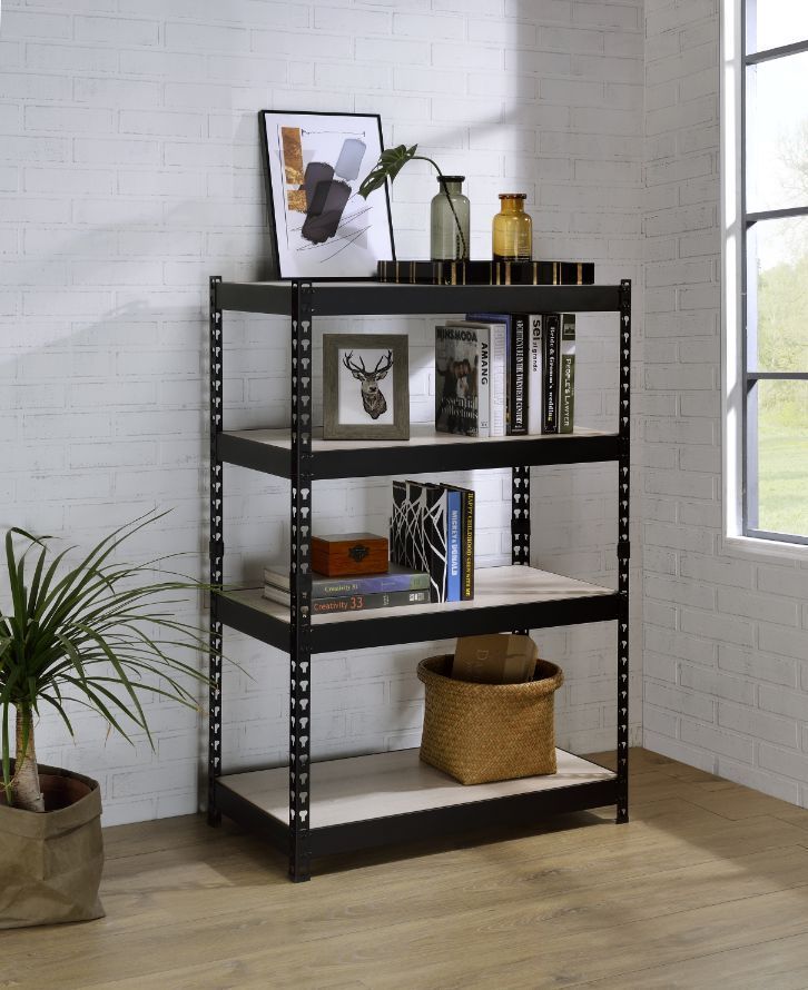 ACME Decmus Bookshelf, Natural & Black Finish 92784