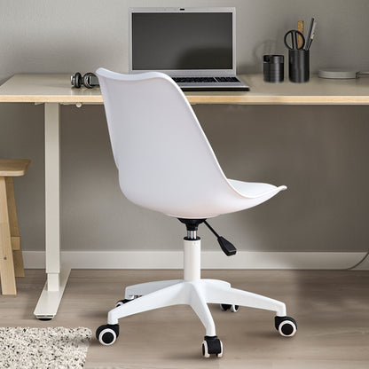 Modern Home Office Desk Chairs, Adjustable 360 °Swivel  Chair Engineering  Plastic Armless Swivel Computer  Chair With Wheels for Living Room, Bed Room Office Hotel Dining Room and White.