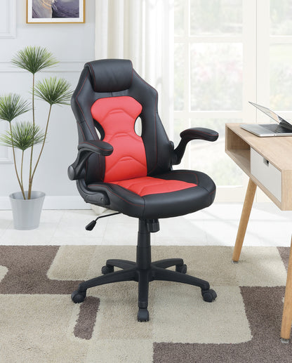 Adjustable Height Swivel Executive Computer Chair in Black and Red