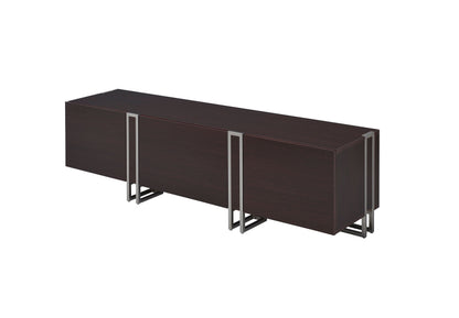 ACME Cattoes TV Stand in Dark Walnut & Nickel 91795