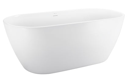 59" 100% Acrylic Freestanding Bathtub，Contemporary Soaking Tub，white bathtub