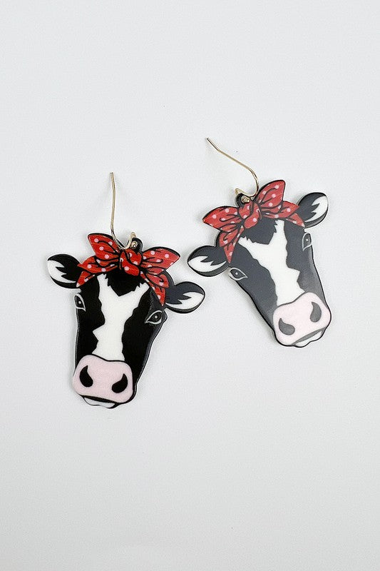 2 INCHES COW ACETATE BANDANA HOOK EARRINGS